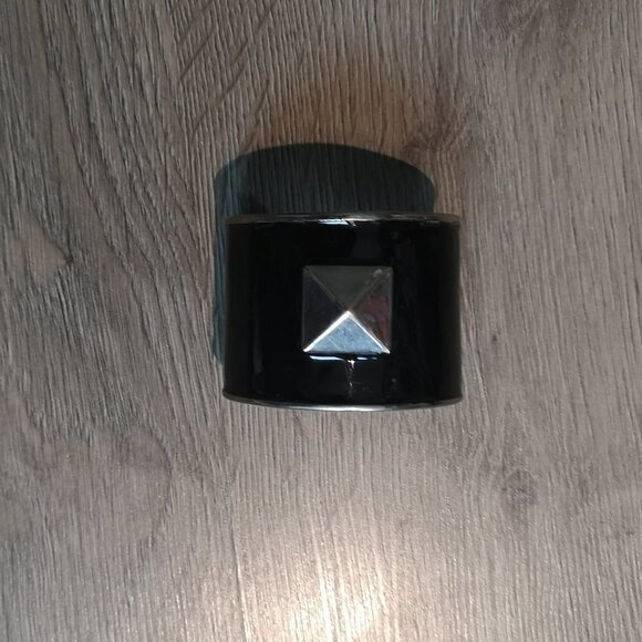 Y2K Vintage Single Silver Studded BLACK Enamel Cuff Bracelet - Picture 6 of 7